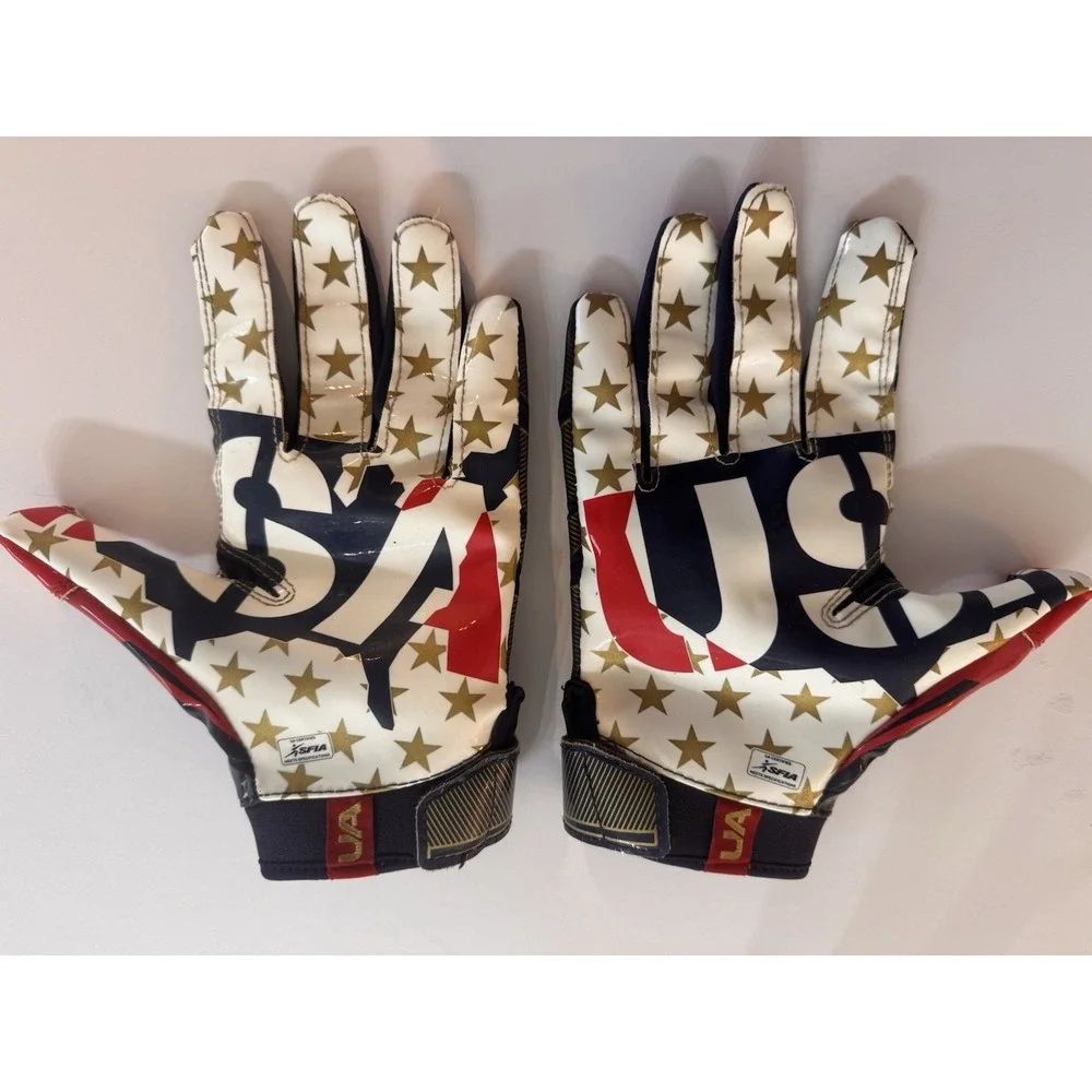 Under Armour Football Gloves USA Adult Medium F7 Stars American Flag Patriotic
